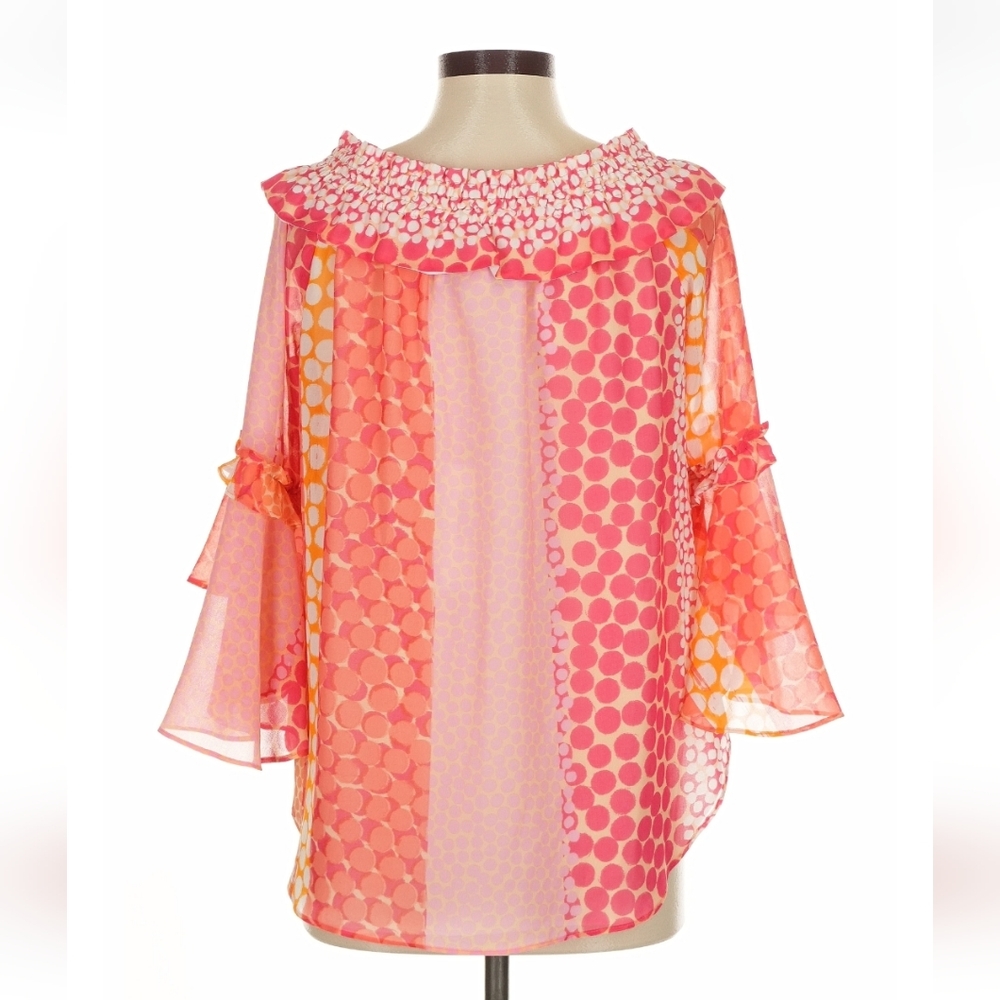 Sara Campbell Printed Georgette On/Off Shoulder Blouse  Size M NWT - Picture 9 of 9